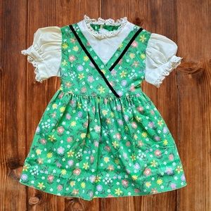 Vintage Kids Green Floral Dress